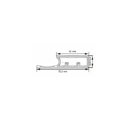 Hettich 45mm Straight  Frameless Stick on  Handle Profile 3000mm