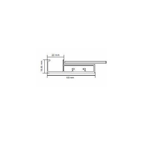 Hettich 45mm Straight  Stick-On Frame Profile  with L handle 3000mm