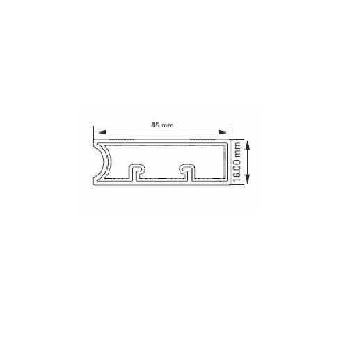 Hettich 45mm Straight  Frameless Stick on  Profile 3000mm