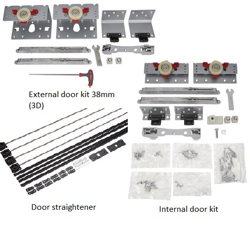 Hafele Classic DUO 80 VF 3door 38mm + Straightner Door Fittings