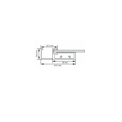 Hettich 45mm  Straight Frame Profile  with L Handle 3000mm